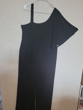 R&M Richards Black One-Shoulder Jumpsuit Dress